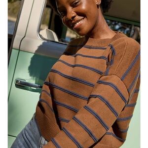 Toad & Co Bianca II brown sugar Striped crew Sweater